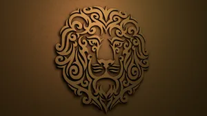 Lion Head Brown Wall Sculpture Wallpaper