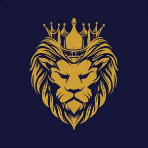 Lion Head With Crown In Blue Wallpaper