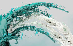 Liquid Cyan White Paint Splash Wallpaper