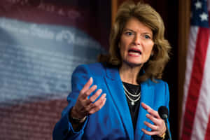 Lisa Murkowski Blue Dress Us Flag Wallpaper