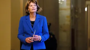 Lisa Murkowski Walking Blue Dress Wallpaper