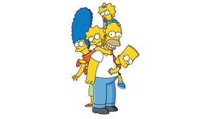 Lisa Simpson Piggybacking On Homer Wallpaper