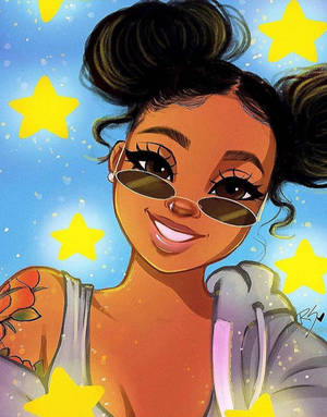Little Black Girl Enjoying Her Favorite Cartoon Wallpaper