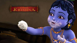 Little Krishna Bhagwan Eating Butter Wallpaper