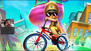 Little Singham On A Bike Wallpaper