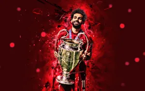 Liverpool 4k Salah Holding Trophy Wallpaper