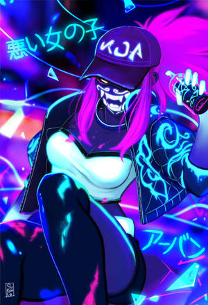 Lol Hot Kda Akali Neon Wallpaper