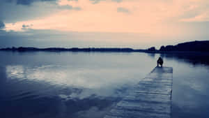 Lonely Pier Natural Background Wallpaper