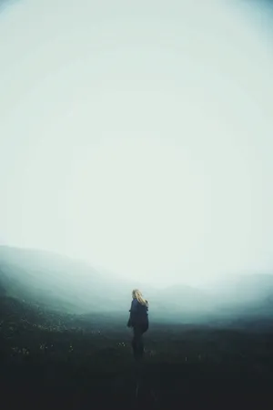 Lonely Woman Standing Alone Wallpaper