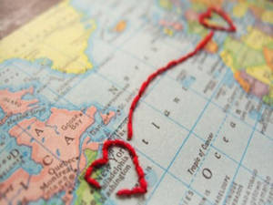 Long Distance Relationship Heart Embroidery Wallpaper