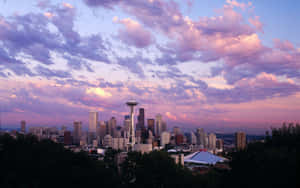 Looking At The Famous Seattle Skyline From The Bay Wallpaper