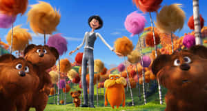 Lorax Character Gathering Truffula Forest Wallpaper