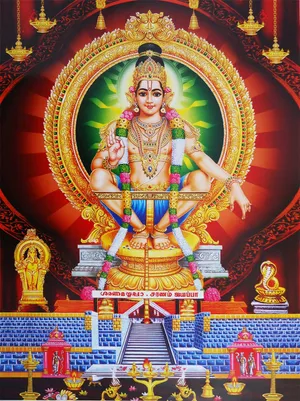 Lord Ayyappa With Golden Trinkets Wallpaper