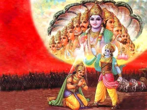 Lord Krishna 4k And Arjuna Mahabharata War Wallpaper