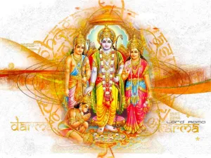 Lord Rama Orange Abstract Wallpaper