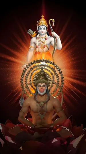 Lord Ramaand Hanuman Artwork Wallpaper