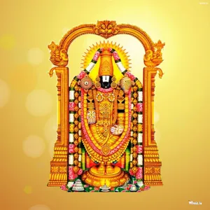 Lord Venkateswara 4k Over Yellow Background Wallpaper