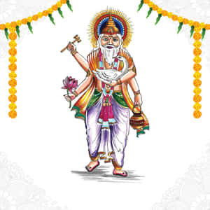 Lord Vishwakarma Illustration Wallpaper