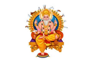 Lord Vishwakarma Seatedon Throne Wallpaper