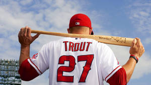 Los Angeles Angels Mike Trout Baseball Bat Wallpaper