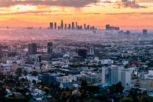 Los Angeles Foggy City Skyline Wallpaper