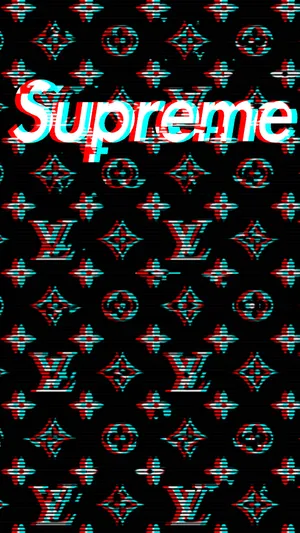 Louis Vuitton And Supreme Glitch Designer Aesthetic Wallpaper