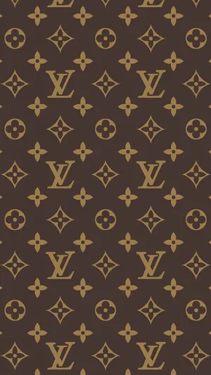 Louis Vuitton Monogram Pattern In Brown And Gold Wallpaper