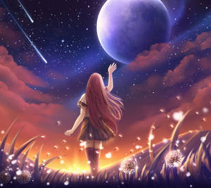 Love Alone Reaching Moon Wallpaper