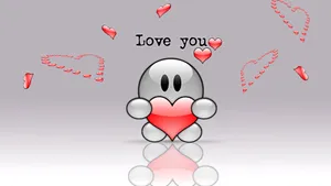 Love Cartoon Many Hearts Wallpaper