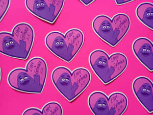 Love Grimace Heart Stickers Wallpaper