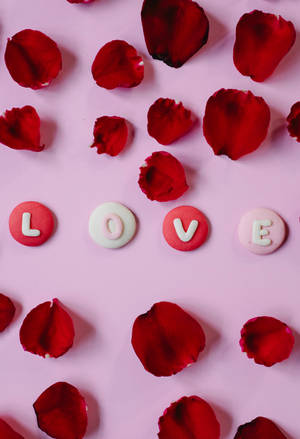 Love Inscription Red Roses Wallpaper