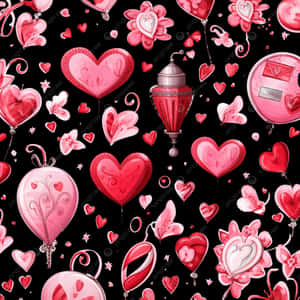 Lovecore Pattern Heartsand Valentine Elements Wallpaper