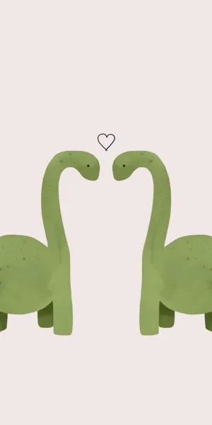 Lovely Couple Dino Kawaii Iphone Wallpaper