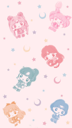 Lovely Inner Senshi Sailor Moon Pattern Wallpaper