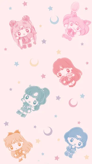 Lovely Inner Senshi Sailor Moon Pattern Wallpaper
