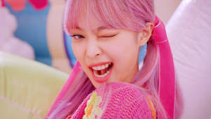 Lovely Jennie Kim On Pink Hair Wallpaper