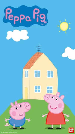 Lovely Yellow House Peppa Pig Tablet Wallpaper