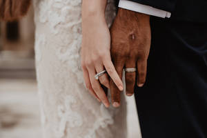 Lovers Silver-colored Rings Wallpaper