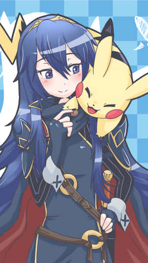 Lucina Smiling At Pikachu Wallpaper