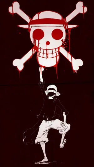 Luffy 4k Red Cross Bone Logo Wallpaper