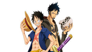 Luffy Taking On Admiral Trafalgar Law In An Epic Battle! Wallpaper