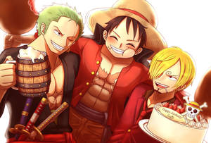 Luffy Zoro Sanji Celebrate Fest Desktop Wallpaper