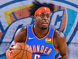 Luguentz Dort With Oklahoma City Thunder Logo Wallpaper