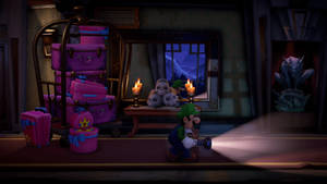 Luigi's Mansion 3 Strobulb Near Luggage Cart Wallpaper