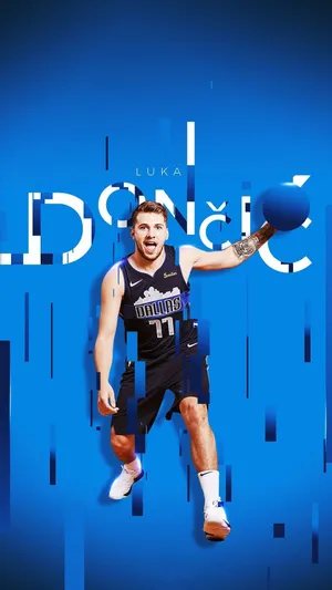 Luka Doncic Blue Glitch Art Wallpaper