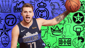 Luka Doncic Doodle Art Wallpaper