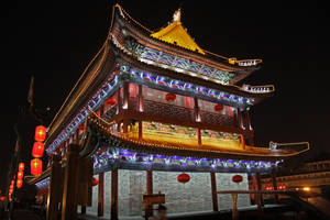 Luminous Chinese Temple Xian Wallpaper