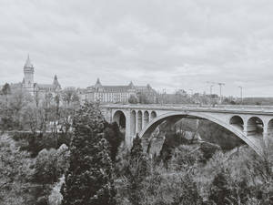 Luxembourg Pont Adolphe Black And White Wallpaper