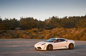 Luxurious White Ferrari F430 Scuderia Wallpaper