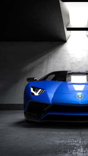 Luxury Car Enthusiasts Can Now Drive Their Dream Set Of Wheels With This Blue Lamborghini Iphone. Wallpaper